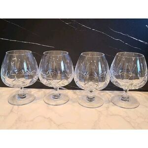 Mikasa Vintage Petit Points Slovenia Crystal Brandy Snifter Cognac Glasses 4 EUC